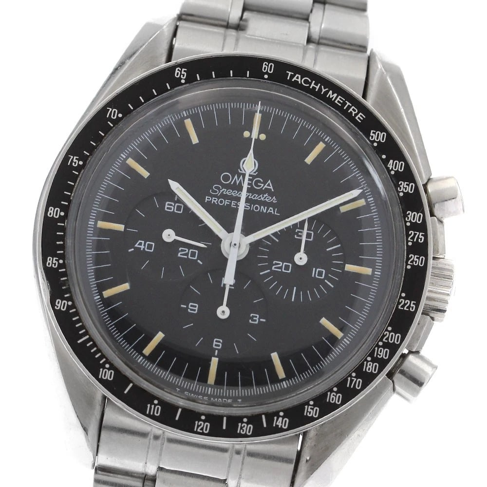 OMEGA SPEEDMASTER MOON WATCH HAND WINDING: OMEGA Speedmaster Moon Watch Hand Winding Brand: OMEGA Type: Wristwatch Material: Band Material Stainless Steel, Case Material Stainless Steel Color: Band Color Silver, Dial Color black, Case