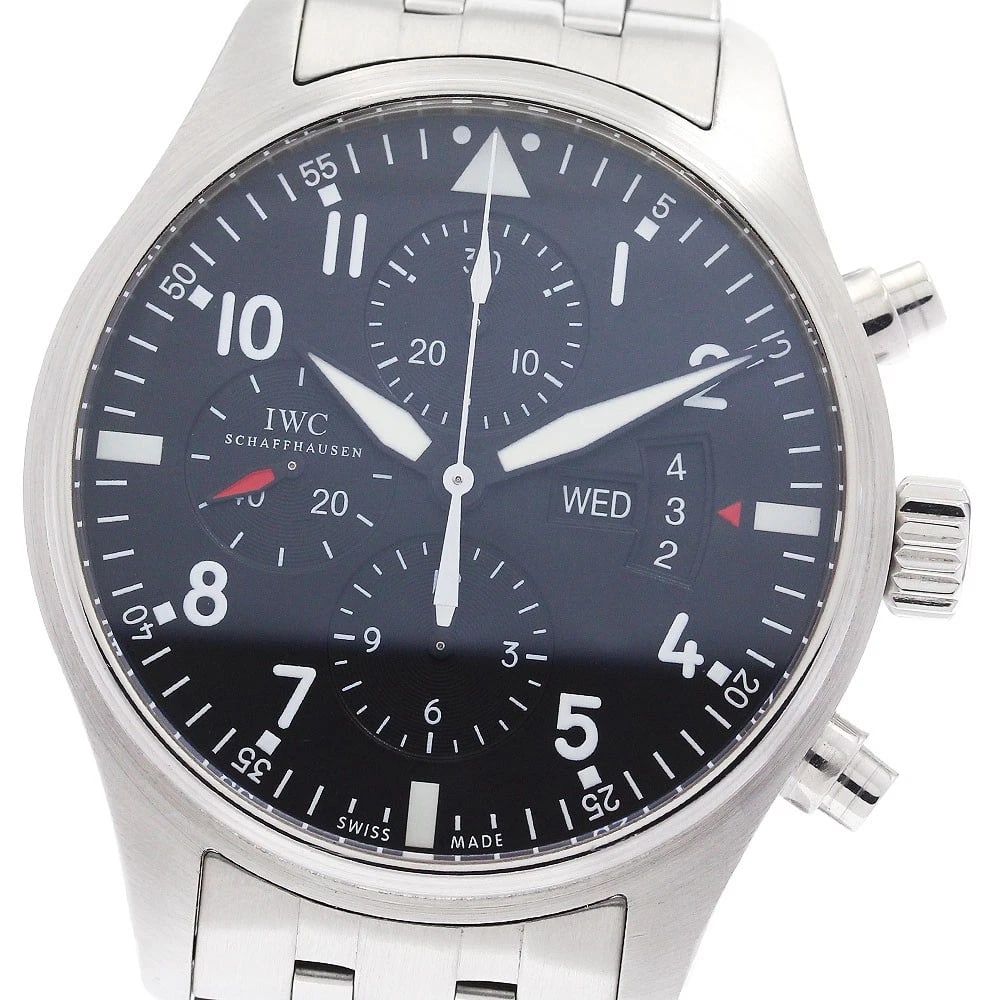 IWC SCHAFFHAUSEN PILOT WATCH CHRONOGRAPH WATCH: IWC SCHAFFHAUSEN Pilot watch Chronograph Watch Brand: IWC SCHAFFHAUSEN Type: Wristwatch Material: Band Material Stainless Steel, Case Material Stainless Steel Color: Band Color Silver, Dial
