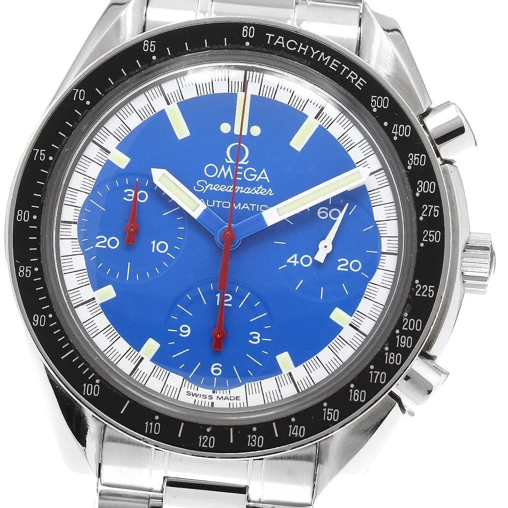 OMEGA SPEEDMASTER RACING SCHUMACHER CHRONOGRAPH WATCH: OMEGA Speedmaster Racing Schumacher Chronograph Watch Brand: OMEGA Type: Wristwatch Material: Band Material Stainless Steel, Case Material Stainless Steel Color: Band Color Silver, Dial Color