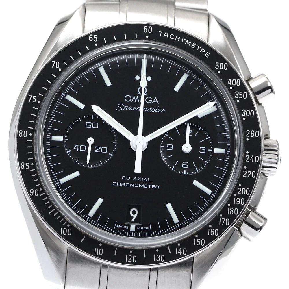 OMEGA SPEEDMASTER CO-AXIAL AUTOMATIC WATCH: OMEGA Speedmaster Co-Axial Automatic Watch Brand: OMEGA Type: Wristwatch Material: Band Material Stainless Steel, Case Material Stainless Steel Color: Band Color Silver, Dial Color black, Case Colo