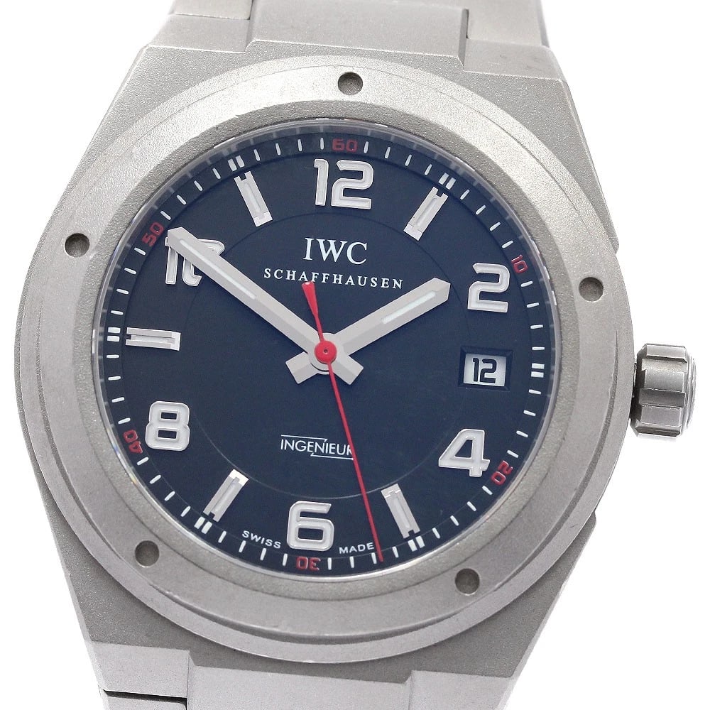 IWC SCHAFFHAUSEN INGENIEUR WATCH: IWC SCHAFFHAUSEN Ingenieur Watch Brand: IWC SCHAFFHAUSEN Type: Wristwatch Material: Band Material titanium, Case Material titanium Color: Band Color Silver, Dial Color black, Case Color Silver 