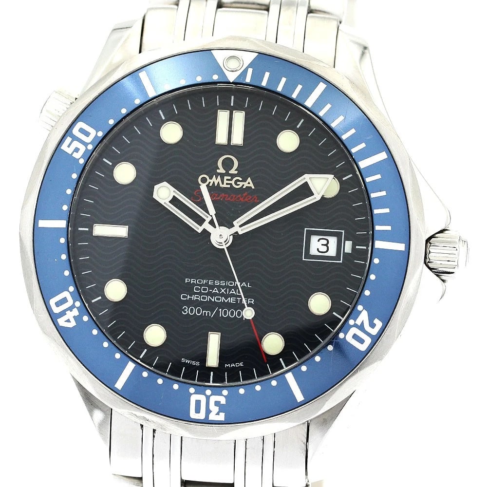 OMEGA SEAMASTER DATE CO-AXIAL NAVY DIAL WATCH (1 of 6)