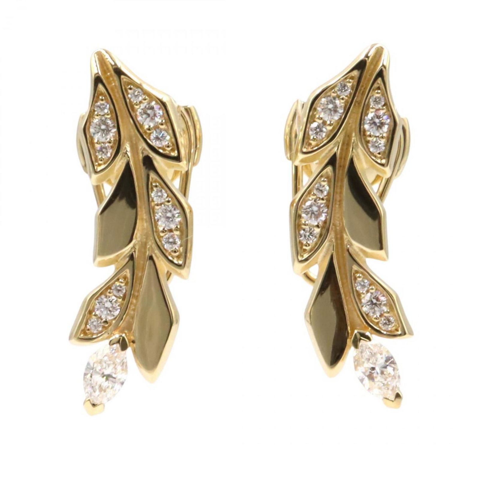 TIFFANY & CO. VAN CLIMBER DIAMOND EARRINGS: Tiffany & Co. Van Climber Diamond Earrings, Brand: Tiffany Type: Stud earrings Material: Yellow gold (18K) Color: Clear, Gold Size: (HxWxD) 23.00mm x 8.00mm / 0.91'' x 0.31'' Accessories: None