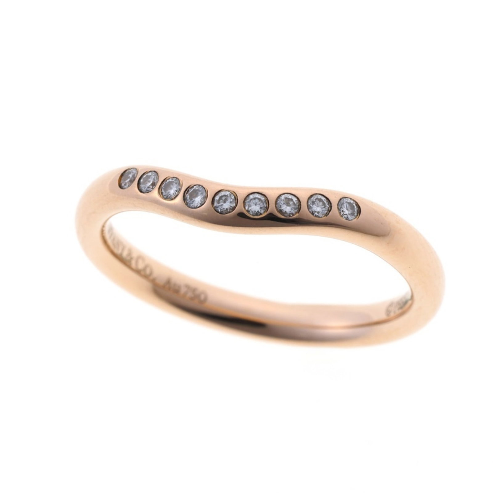 TIFFANY & CO. ELSA PERETTI CURVED BAND RING: Tiffany & Co. Elsa Peretti Curved Band Ring Brand: Tiffany Type: Band ring Material: Pink gold (18K) Color: Clear, Pink gold Size: 4.5 US Accessories: None Accessories Notice: When purchasing