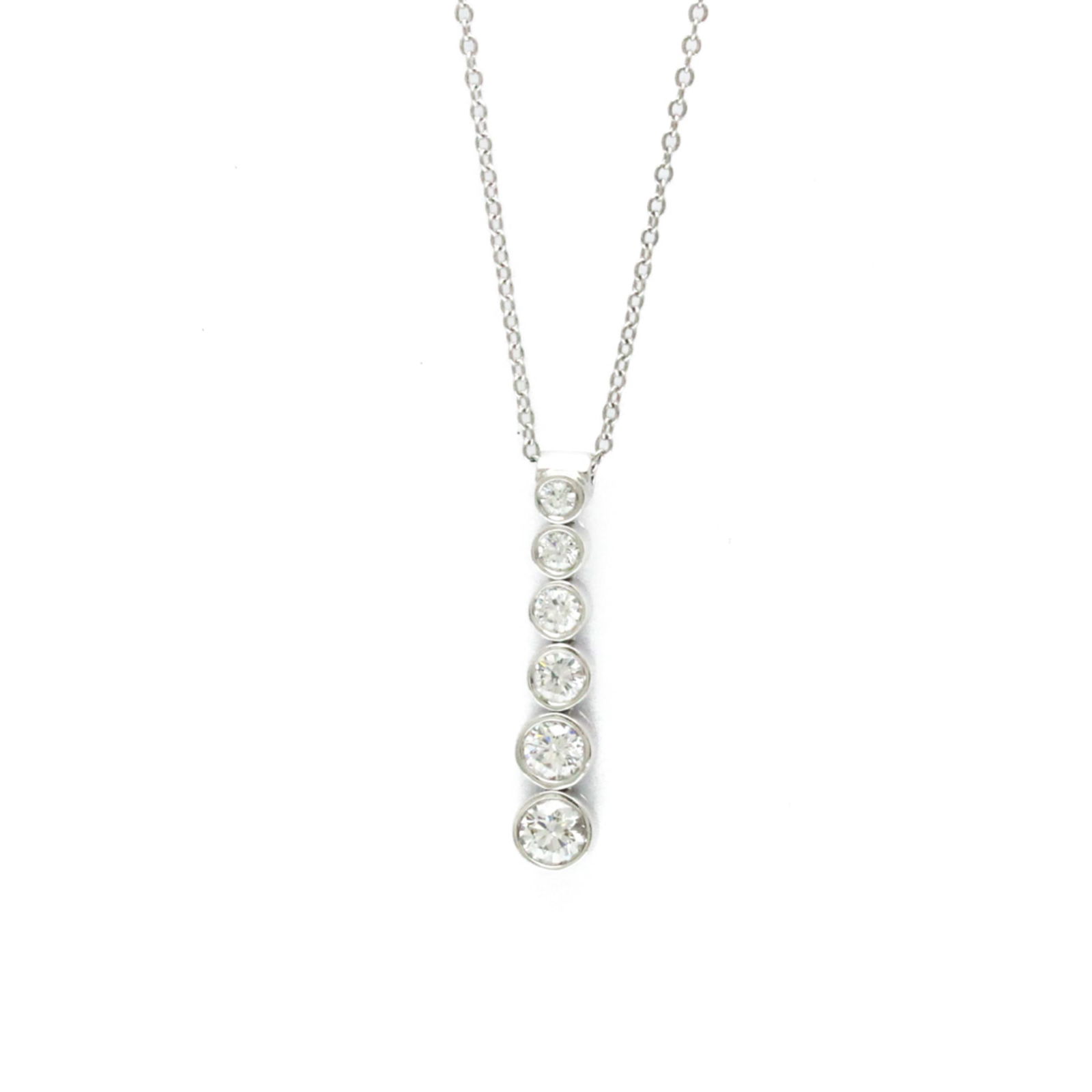 TIFFANY JAZZ GRADUATED NECKLACE PLATINUM DIAMOND: TIFFANY Jazz Graduated Necklace Platinum Diamond Brand: Tiffany Type: Pendant necklace Material: Platinum950 Color: Silver Size: Neck Circumference 44.5 cm / 17.51'' Pendant Size 22.5mm x