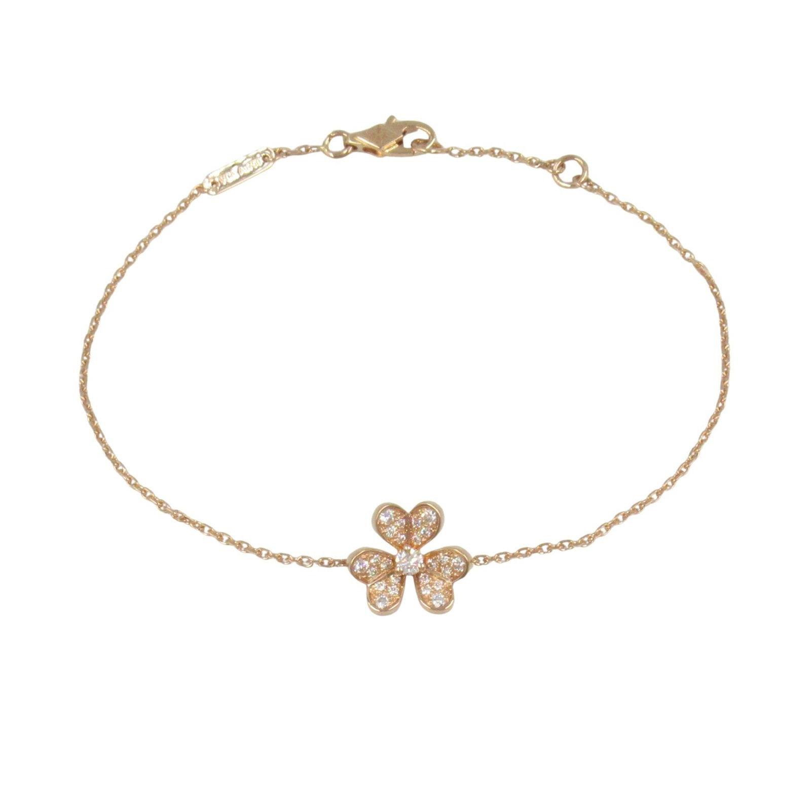 VAN CLEEF & ARPELS FRIVOLE MINI DIAMOND BRACELET: Van Cleef & Arpels Frivole Mini Diamond Bracelet Brand: Van Cleef & Arpels Type: Charm bracelet Material: Pink gold (18K) Color: Pink gold Size: Length 15.5cm - 17cm / 6.1'' - 6.69'' Stone