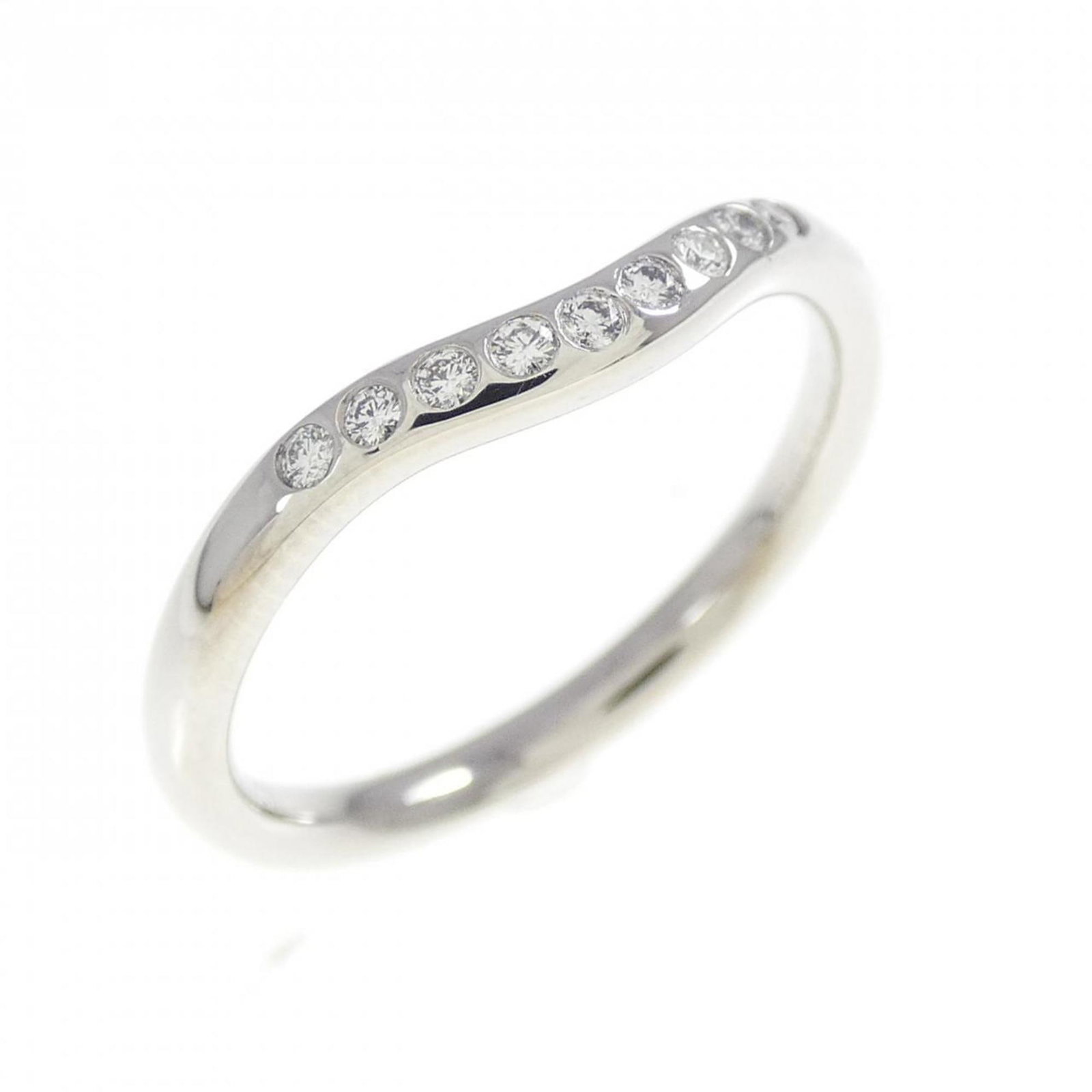 TIFFANY CURVED 9P RING: TIFFANY Curved 9P Ring Brand: Tiffany Type: Band ring Material: Platinum 950 Color: Platinum Size: 5.5 US Accessories: None Accessories Notice: When purchasing pre-owned goods, please refer