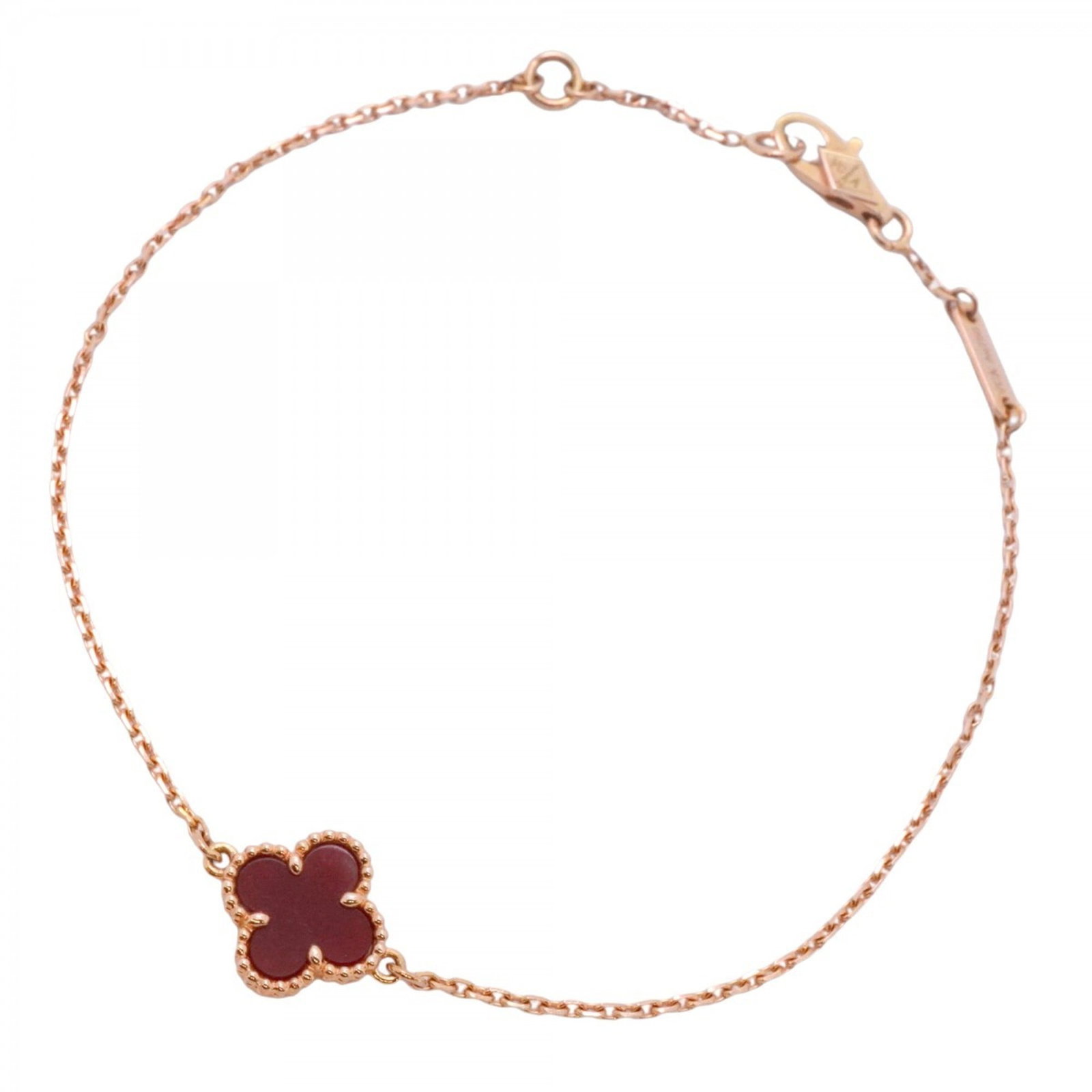 VAN CLEEF & ARPELS SWEET ALHAMBRA BRACELET: Van Cleef & Arpels Sweet Alhambra Bracelet Brand: Van Cleef & Arpels Type: Charm bracelet Material: Pink gold (18K) Color: Red color Size: Length 15.5cm - 17cm / 6.1'' - 6.69'' Accessories: