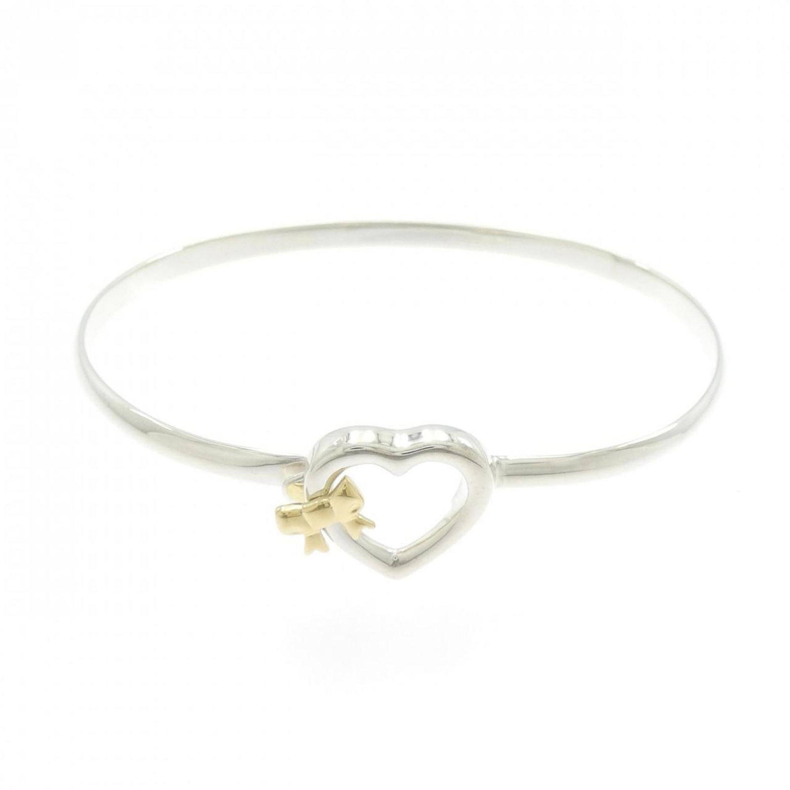 TIFFANY 925 750YG BANGLE: TIFFANY 925 750YG Bangle Brand: Tiffany Type: Bangle Material: Silver 925 Yellow gold (18K) Color: Silver Size: Length 17.5cm / 6.88'' Accessories: None Accessories Notice: When purchasing