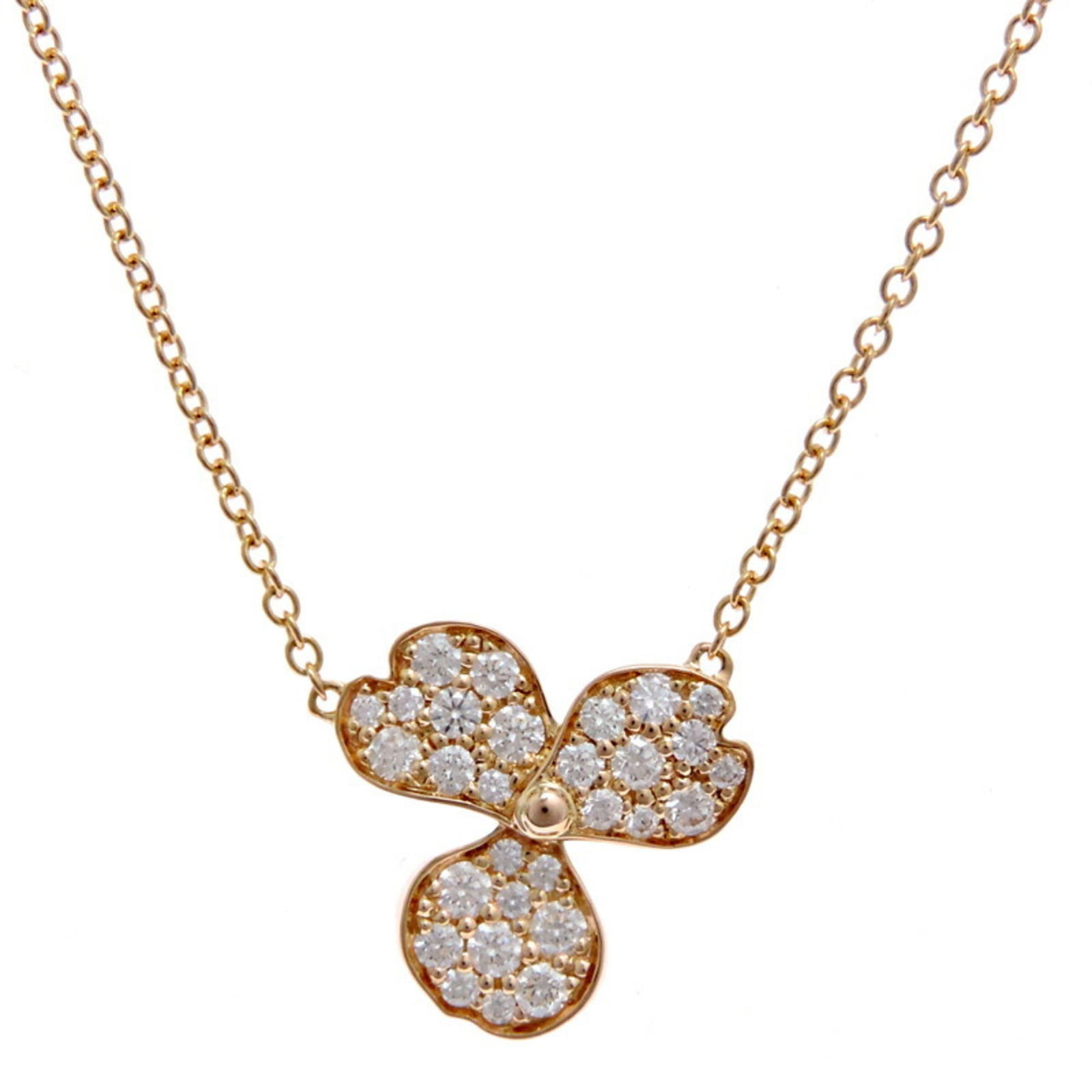 TIFFANY PAPER FLOWER DIAMOND NECKLACE: TIFFANY Paper Flower Diamond Necklace Brand: Tiffany Type: Necklace Material: Pink gold (18K) Color: Pink gold Size: Neck Circumference 40.5 cm / 15.94'' Pendant Size 12.1mm x 13.3mm / 0.47''