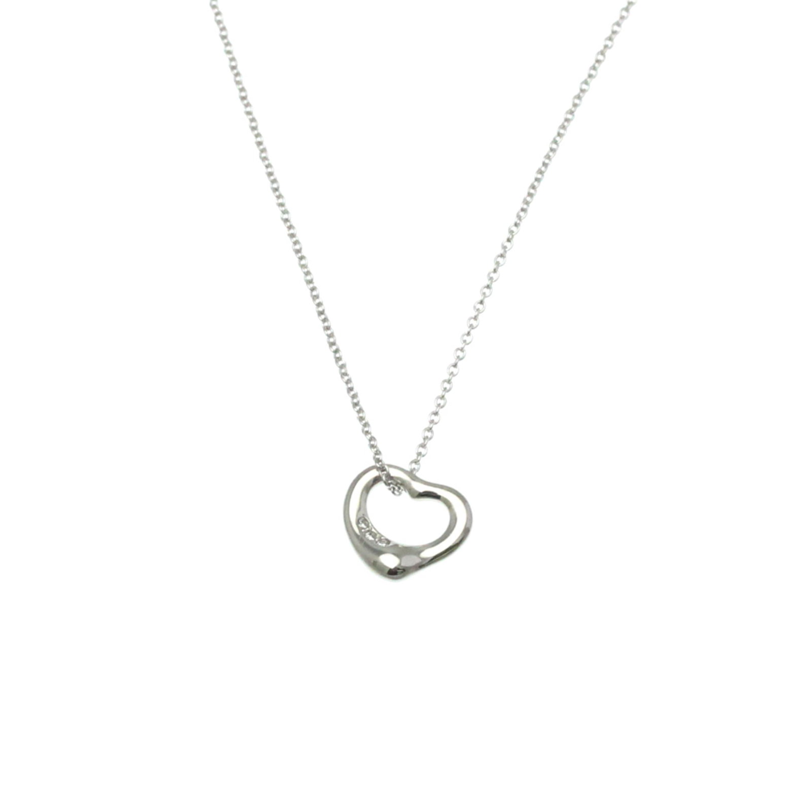 TIFFANY OPEN HEART PLATINUM DIAMOND: TIFFANY Open Heart Platinum Diamond Brand: Tiffany Type: Pendant necklace Material: Platinum Color: Silver Size: Neck Circumference 40 cm / 15.74'' Pendant Size 11mm x 11.5mm / 0.43'' x 0.45''