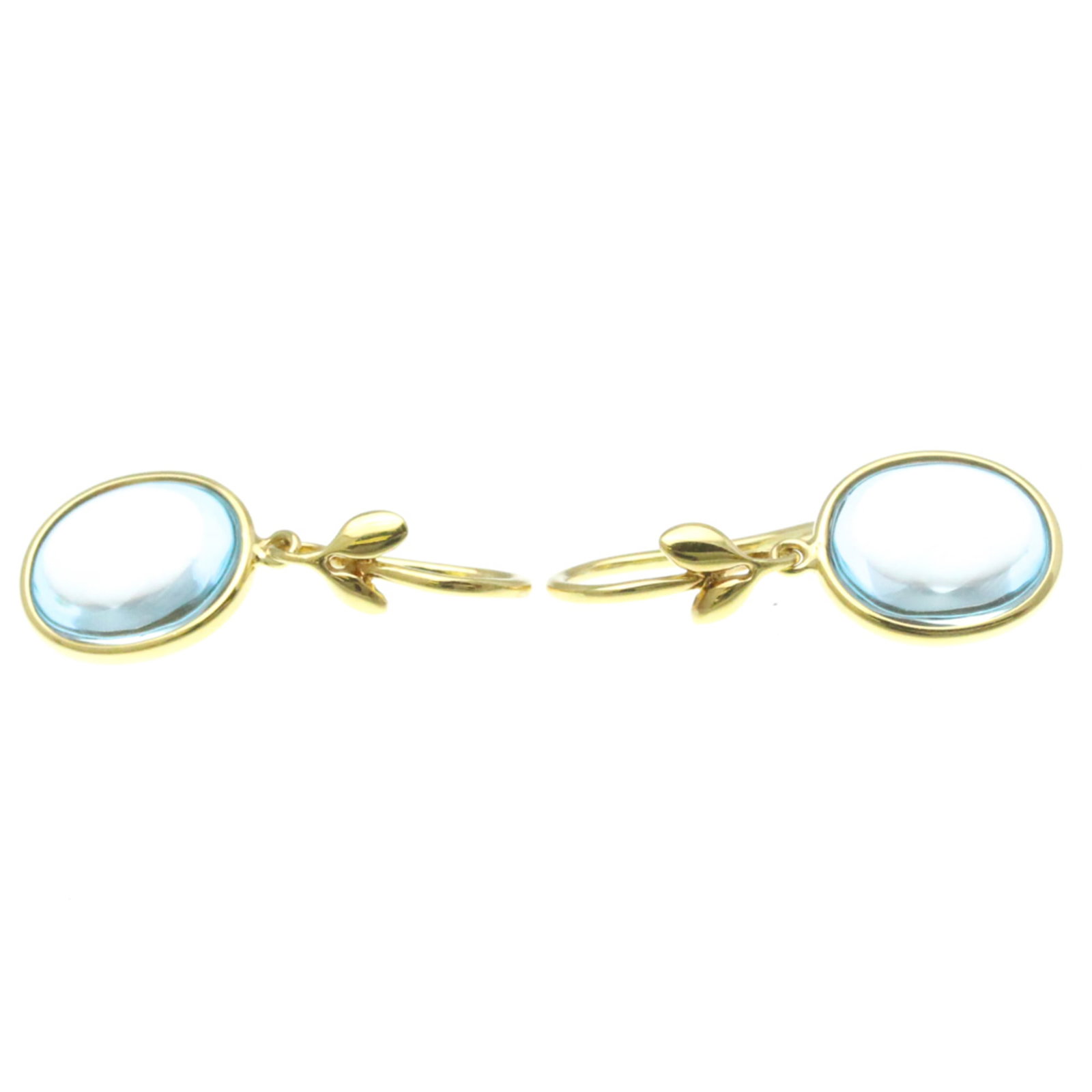 TIFFANY OLIVE LEAF AQUAMARINE EARRINGS: TIFFANY Olive Leaf Aquamarine Earrings Brand: Tiffany Type: Drop earrings Material: Yellow gold (18K) Color: Yellow gold Size: (HxWxD) 25.50mm x 10.50mm / 1.00'' x 0.41'' Accessories: None