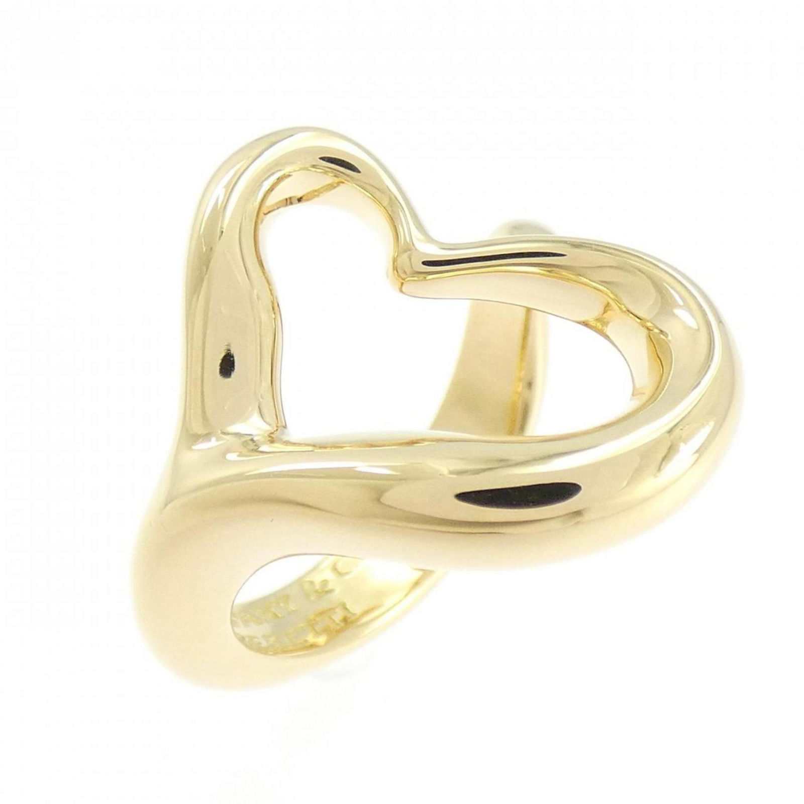 TIFFANY OPEN HEART RING: TIFFANY Open Heart Ring Brand: Tiffany Type: Band ring Material: Yellow gold Color: Gold Size: 4.5 US Accessories: None Accessories Notice: When purchasing pre-owned goods, please refer to