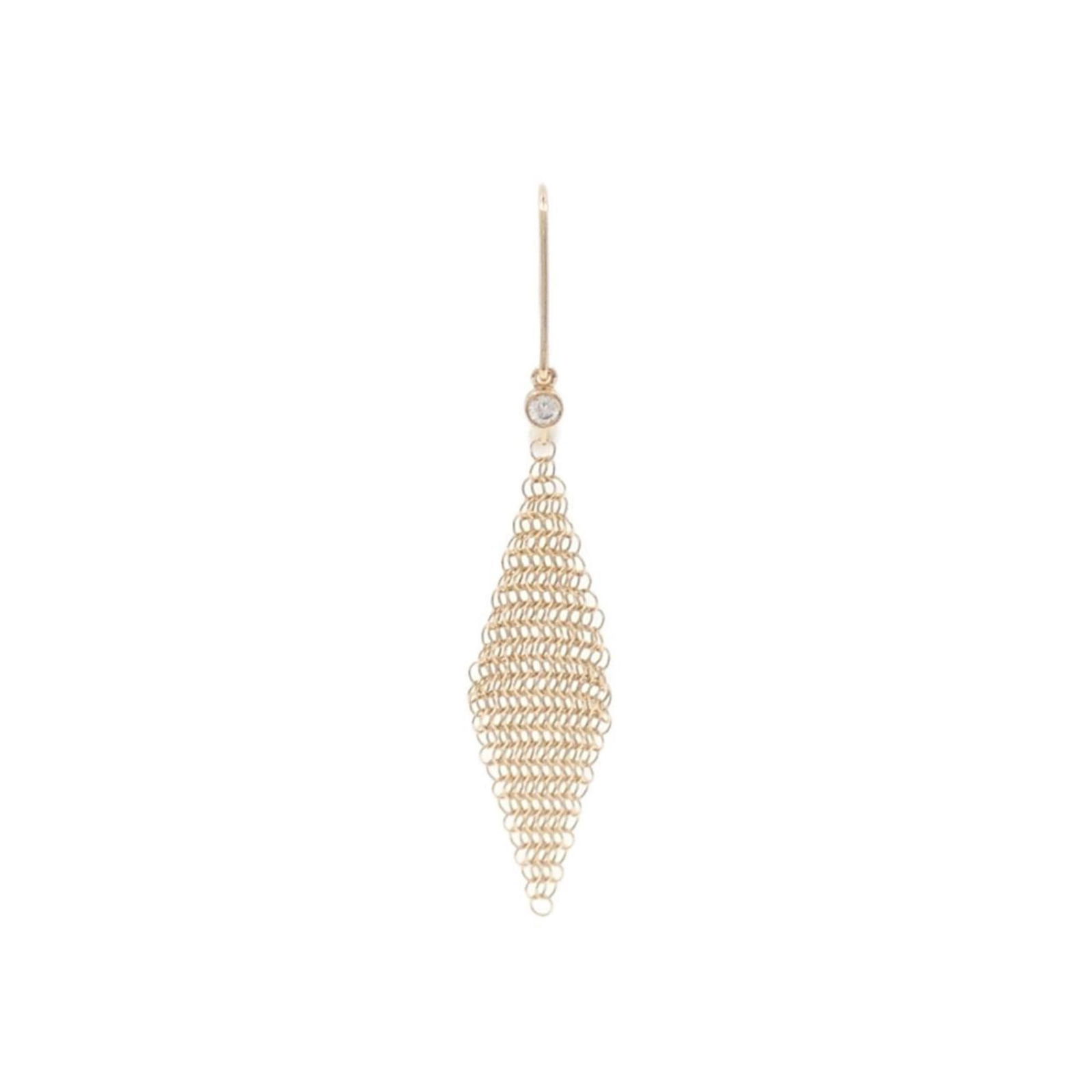 TIFFANY MESH MINI EARRINGS (ONE EAR): TIFFANY mesh mini earrings (one ear) Brand: Tiffany Type: Hoop earrings Material: Pink gold (18K) Color: Pink gold Size: (HxWxD) 39.00mm x 12.30mm / 1.54'' x 0.48'' Accessories: None Acces