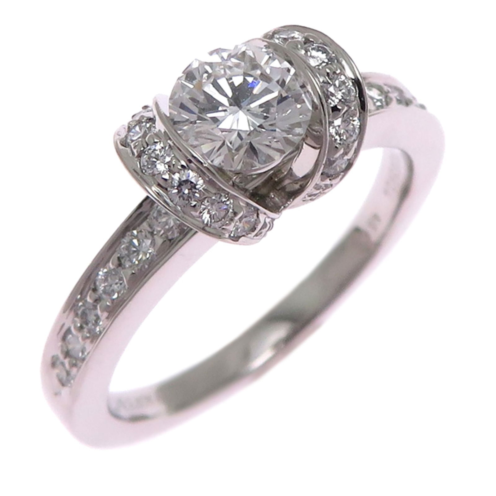 TIFFANY RIBBON DIAMOND RING: TIFFANY Ribbon Diamond Ring Brand: Tiffany Type: Band ring Material: Platinum 950 Color: Platinum Size: 5.5 US Accessories: None Accessories Notice: When purchasing pre-owned goods, please