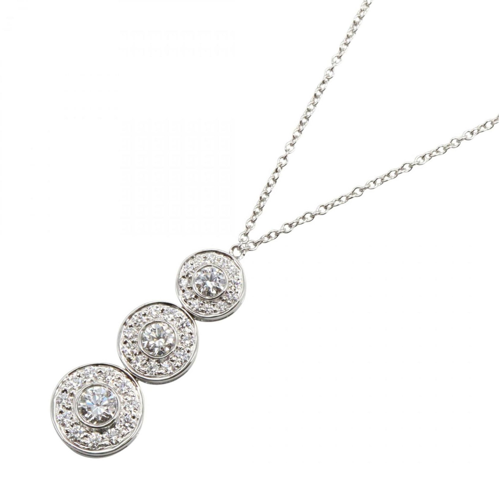 TIFFANY & CO. CIRCLET TRIPLE DROP DIAMOND NECKLACE: Tiffany & Co. Circlet Triple Drop Diamond Necklace Brand: Tiffany Type: Necklace Material: Platinum 950 Color: Clear, Silver Size: Neck Circumference 40.5 cm / 15.94'' Accessories: None