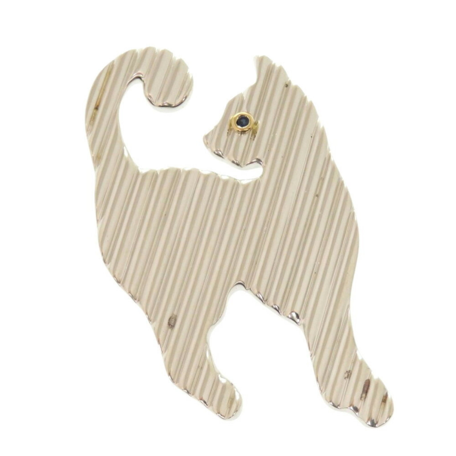 TIFFANY CAT MOTIF SILVER 925 YELLOW GOLD 750 STONE BROOCH: TIFFANY cat motif silver 925 yellow gold 750 stone brooch Brand: Tiffany Type: Brooch Material: Silver 925 Yellow gold (18K) Color: Silver Size: (HxWxD) 5.7cm x 3.2cm / 2.24'' x 1.25'' 