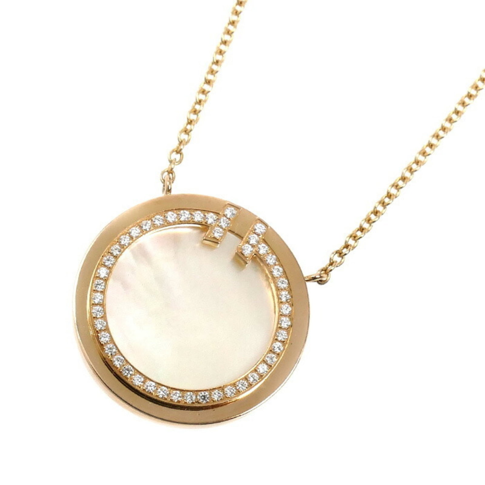 TIFFANY K18PG PINK GOLD T CIRCLE NECKLACE: Tiffany K18PG Pink Gold T Circle Necklace Brand: Tiffany Type: Necklace Material: Pink gold (18K) Color: Pink Size: Neck Circumference 45.5 cm / 17.91'' Accessories: None Accessories Notice: