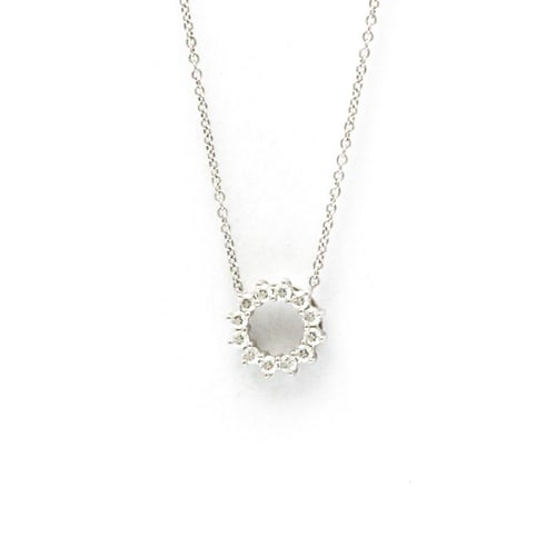 TIFFANY OPEN CIRCLE MINI DIAMOND NECKLACE PLATINUM DIAMOND: TIFFANY Open Circle Mini Diamond Necklace Platinum Diamond Brand: Tiffany Type: Pendant necklace Material: Platinum Color: Silver Size: Neck Circumference 41 cm / 16.14'' Pendant Size 10mm x