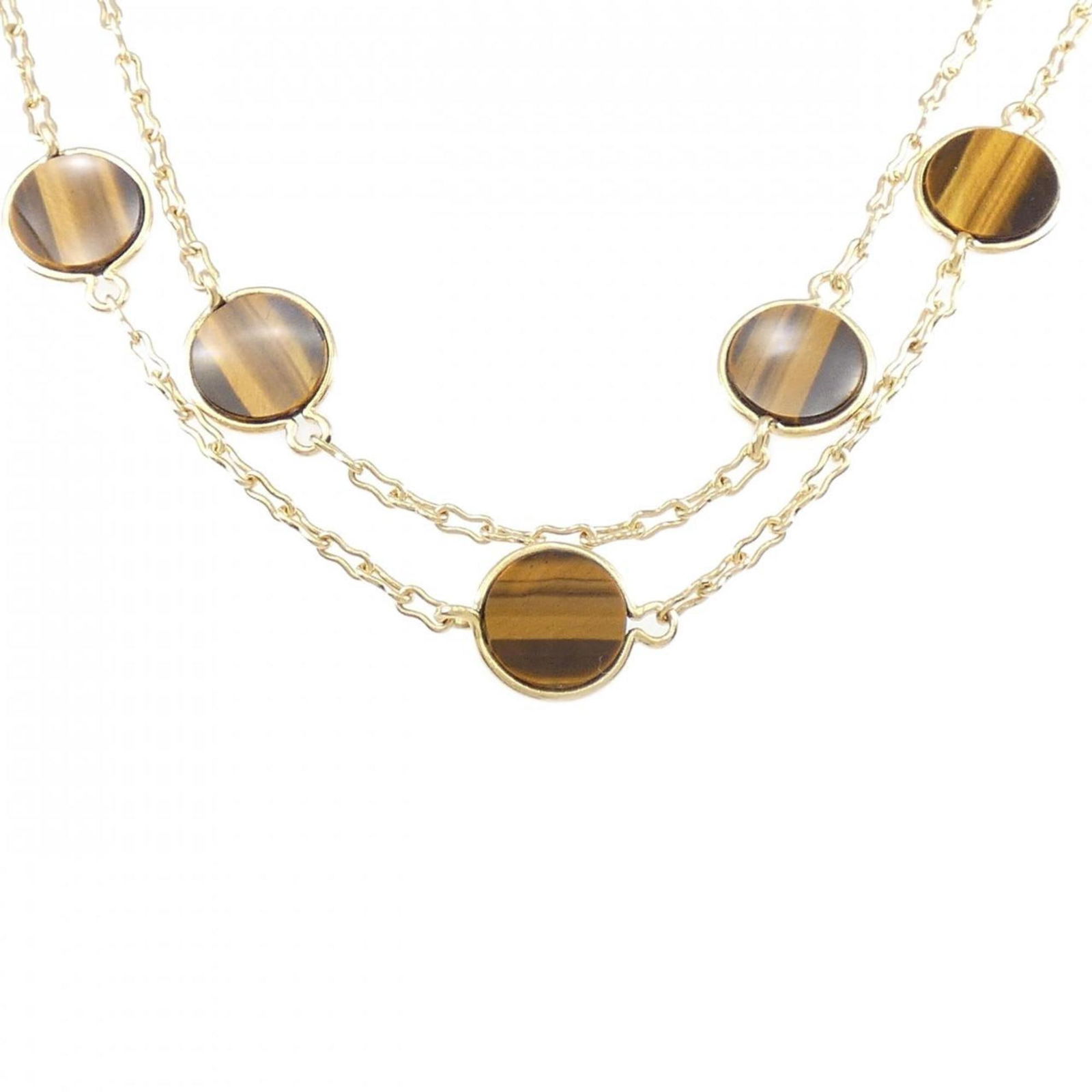 VAN CLEEF & ARPELS TIGER EYE NECKLACE: Van Cleef & Arpels Tiger Eye Necklace Brand: Van Cleef & Arpels Type: Necklace Material: Yellow gold (18K) Color: Gold Size: Neck Circumference 80 cm / 31.49'' Accessories: None Accessorie