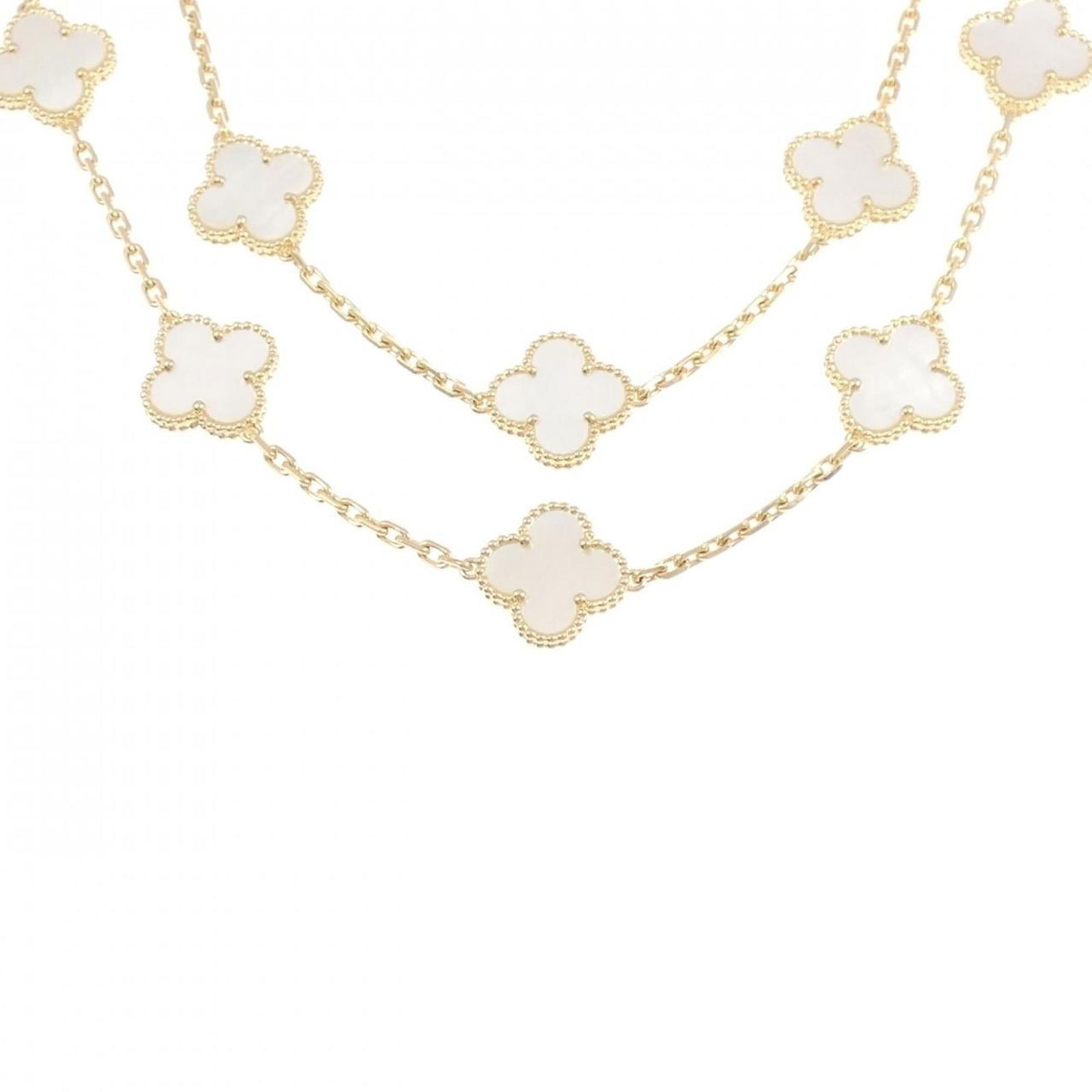 VAN CLEEF & ARPELS VINTAGE ALHAMBRA 20 MOTIF NECKLACE: Van Cleef & Arpels Vintage Alhambra 20 Motif Necklace Brand: Van Cleef & Arpels Type: Necklace Material: Yellow gold (18K) Color: Yellow gold Size: Neck Circumference 86 cm / 33.85'' Pendant