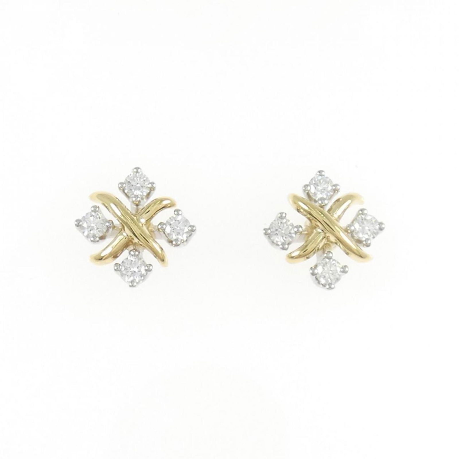 TIFFANY LYNN EARRINGS: TIFFANY Lynn earrings Brand: Tiffany Type: Stud earrings Material: Platinum 950 Yellow gold (18K) Color: Platinum, Yellow gold Size: (HxWxD) 9.70mm x 9.70mm / 0.38'' x 0.38'' Accessories: