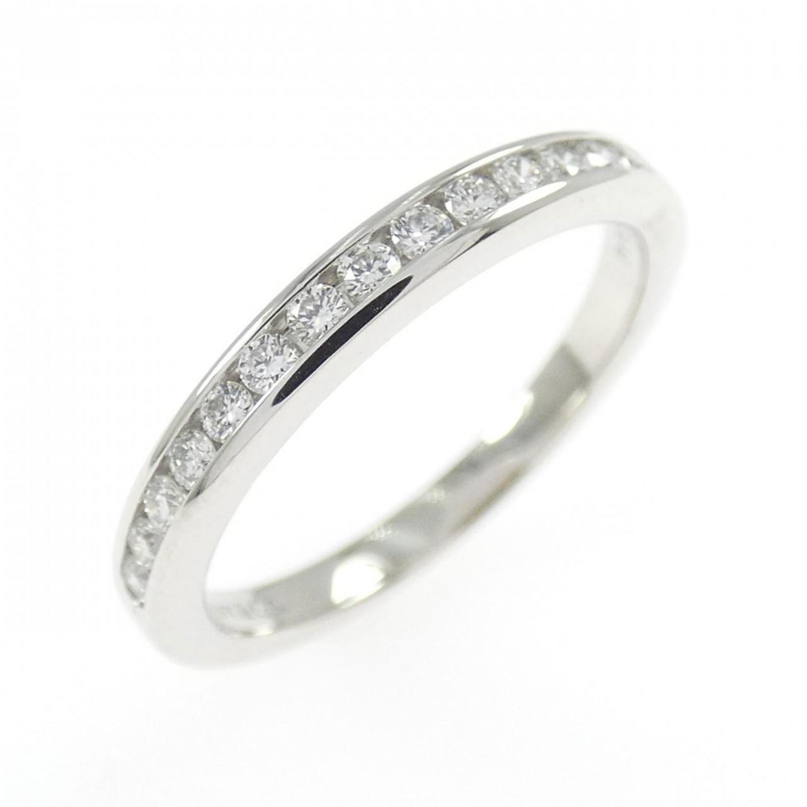 TIFFANY HALF CIRCLE CHANNEL SETTING RING: TIFFANY Half Circle Channel Setting Ring Brand: Tiffany Type: Band ring Material: Platinum 950 Color: Platinum Size: 3.5 US Accessories: None Accessories Notice: When purchasing pre-owned