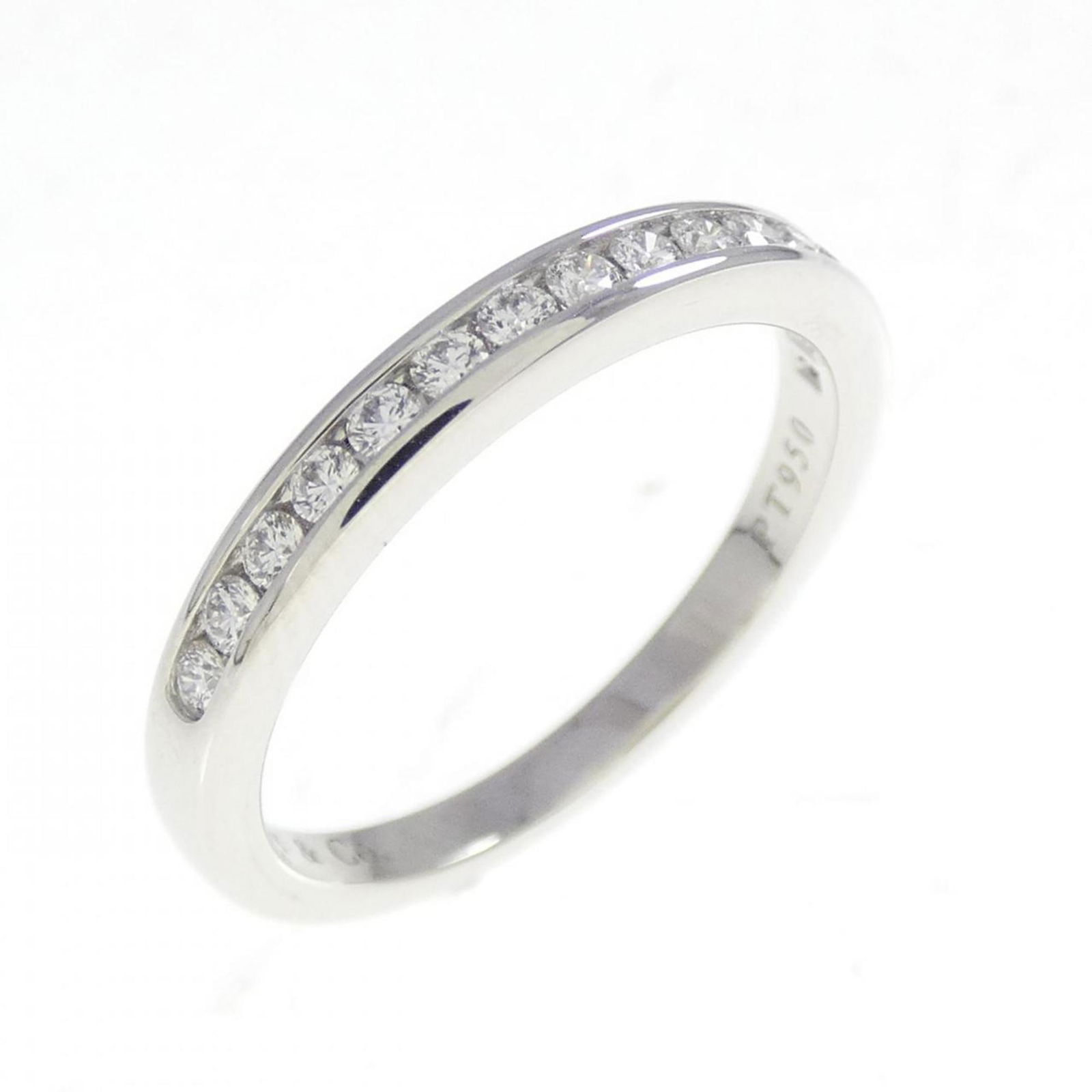 TIFFANY HALF CIRCLE CHANNEL SETTING RING: TIFFANY Half Circle Channel Setting Ring Brand: Tiffany Type: Band ring Material: Platinum 950 Color: Platinum Size: 3.5 US Accessories: None Accessories Notice: When purchasing pre-owned