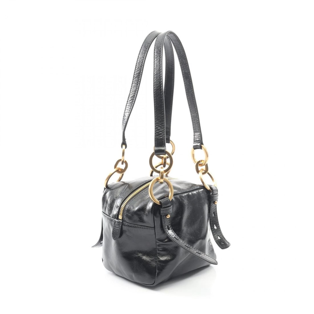 PRADA DANGLE MINI SHOULDER HANDBAG LEATHER BLACK - 2