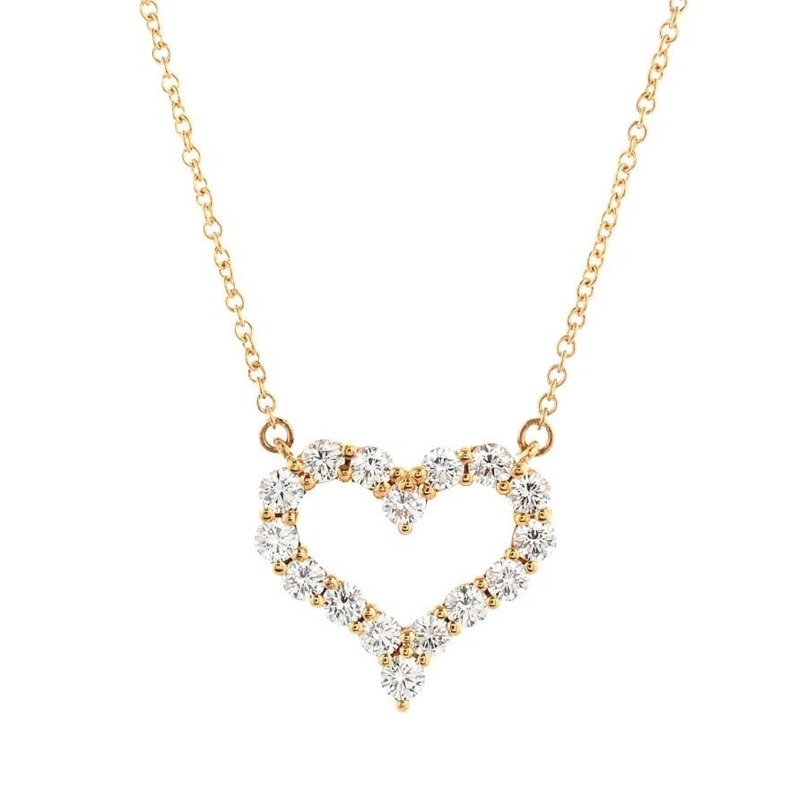 TIFFANY & CO. SENTIMENTAL HEART DIAMOND NECKLACE K18 YELLOW GOLD: Tiffany & Co. Sentimental Heart Diamond Necklace K18 Yellow Gold Brand: Tiffany & Co. Type: Necklace Material: Yellow Gold (K18 / 750) Main Stone/Creation Natural Color: Yellow Gold Size: Chain Le