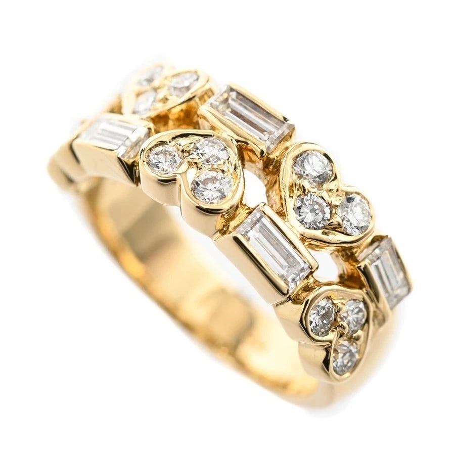 TIFFANY & CO. HEART DIAMOND RING K18 YELLOW GOLD: Tiffany & Co. Heart Diamond Ring K18 Yellow Gold Brand: Tiffany & Co. Type: Ring Material: 18k Yellow Gold Main Stone/Creation Natural Color: Yellow Gold Size: 5.25-5.5 US Accessories: None