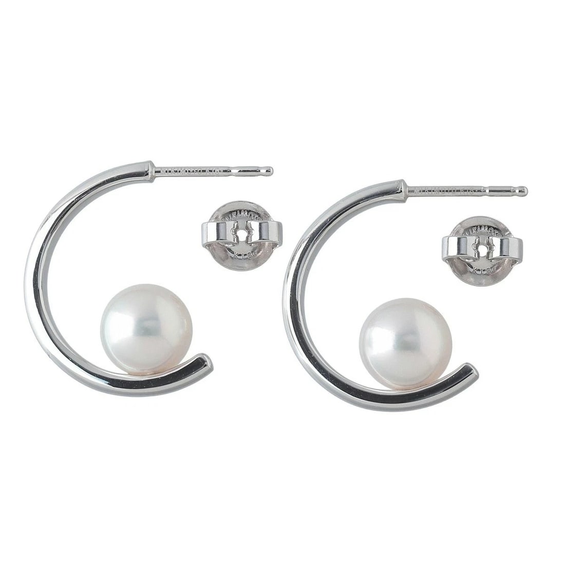 MIKIMOTO AKOYA PEARL HOOP EARRINGS K18 WHITE GOLD: MIKIMOTO Akoya Pearl Hoop Earrings K18 White Gold Brand: Mikimoto Type: Earrings Material: 18K White Gold Main Stone/Creation Akoya Pearl Color: White Gold Size: Earring Size: 0.77 in (19.6 mm) x