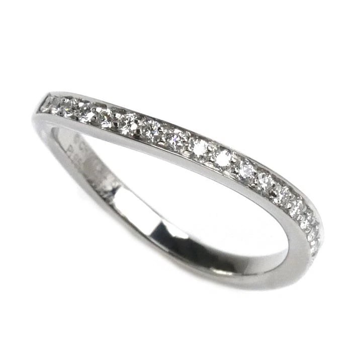 CHANEL RUBAN HALF ETERNITY DIAMOND RING PT950: CHANEL Ruban Half Eternity Diamond Ring Pt950 Brand: CHANEL Type: Ring Material: Platinum (Pt950) Main Stone/Creation Natural Color: Silver Size: 5.25-5.5 US Accessories: None Accessories