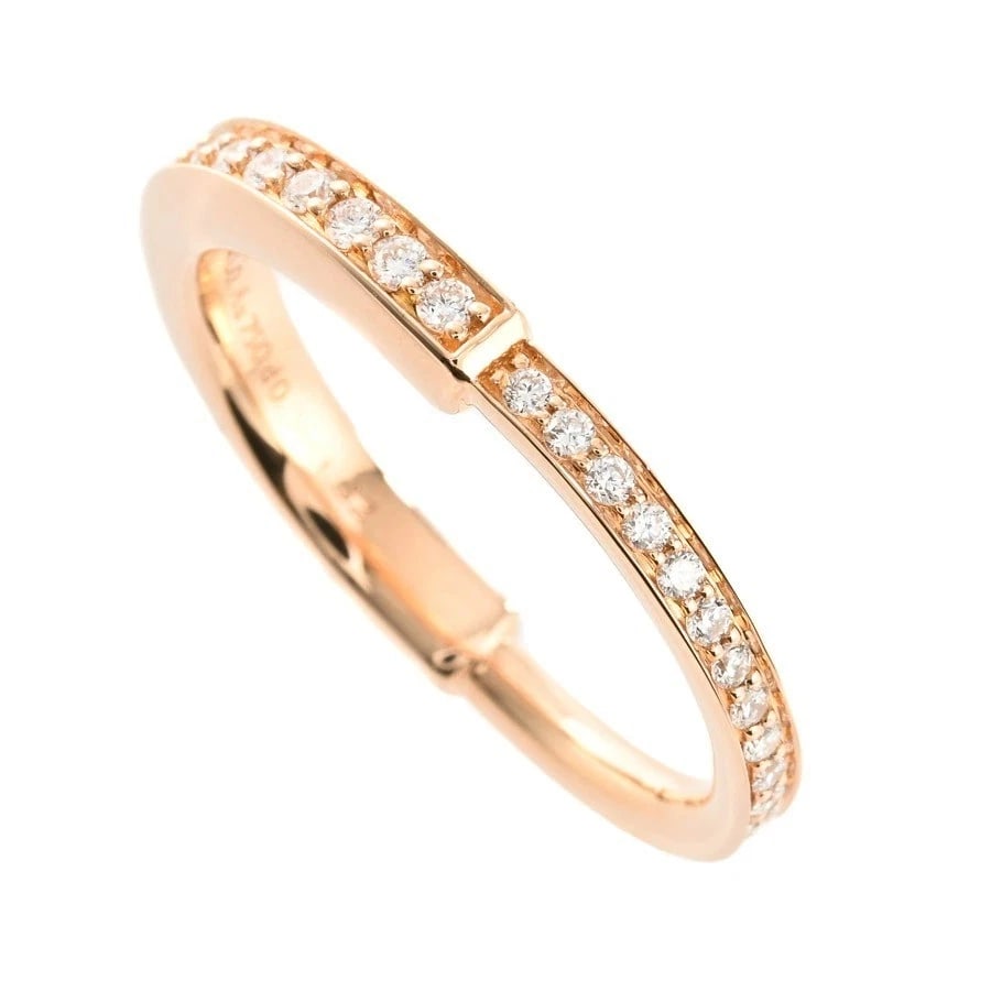 TIFFANY & CO. LOCK RING 18K ROSE GOLD DIAMOND: Tiffany & Co. Lock Ring 18K Rose Gold Diamond Brand: Tiffany & Co. Type: Ring Material: 18K Rose Gold Main Stone/Creation Natural Color: Rose Gold Size: 5.25-5.5 US Accessories: None Acces