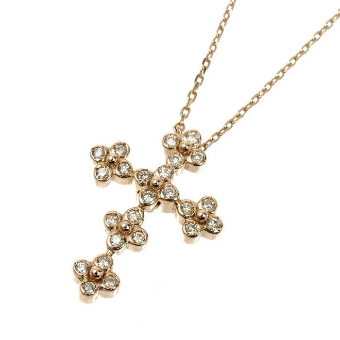 VENDOME AOYAMA CROSS DIAMOND NECKLACE 18K PINK GOLD: Vendome Aoyama Cross Diamond Necklace 18K Pink Gold Brand: Vendome Type: Necklace Material: 18K Pink Gold Main Stone/Creation Natural Color: Pink Gold Size: Chain Length: Approx. 16.5 in Pendant S