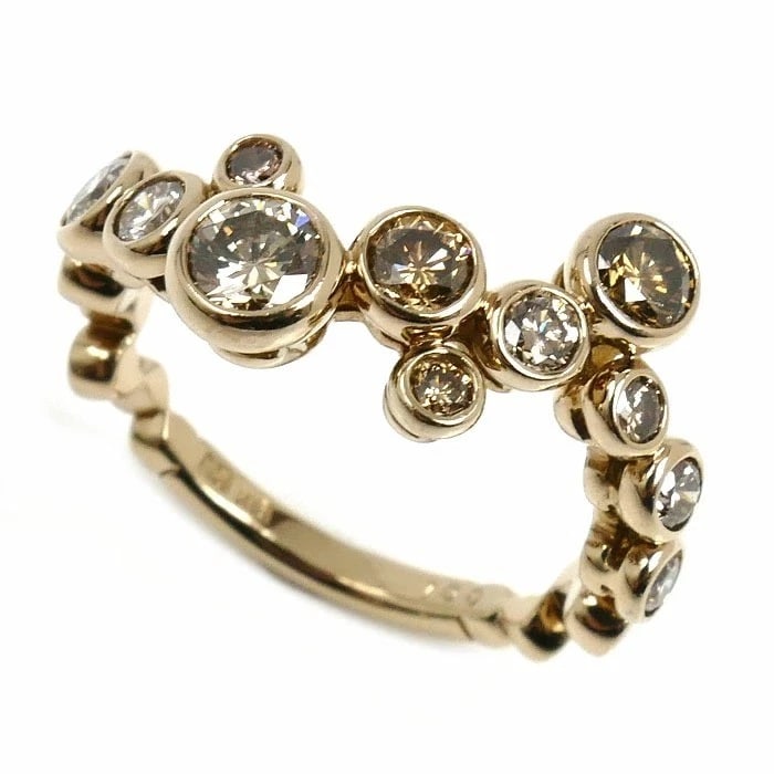 KASHIKEY 18K BROWN GOLD BEZEL DIAMOND RING: KASHIKEY 18K Brown Gold Bezel Diamond Ring Brand: KASHIKEY Type: Ring Material: 18K Brown Gold Main Stone/Creation Natural Color: Brown Gold Size: 5.5-5.75 US Accessories: None Accessories