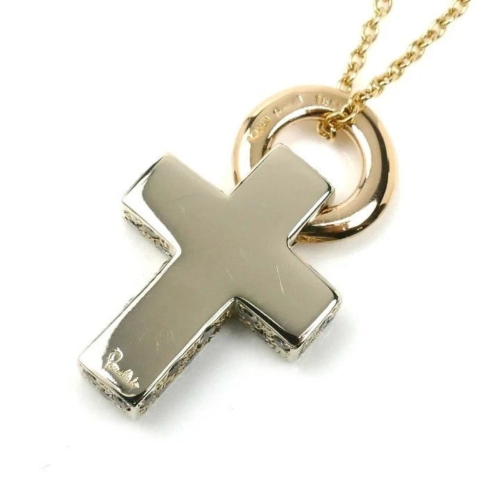 POMELLATO CROSS DIAMOND NECKLACE 18K YELLOW & PINK GOLD: Pomellato Cross Diamond Necklace 18K Yellow & Pink Gold Brand: Pomellato Type: Necklace Material: 18K Yellow Gold Main Stone/Creation Natural Color: Yellow Gold / Pink Gold Size: Chain Length: app