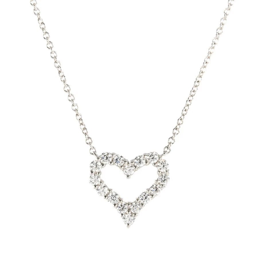 TIFFANY & CO. SENTIMENTAL HEART DIAMOND NECKLACE PT950: Tiffany & Co. Sentimental Heart Diamond Necklace Pt950 Brand: Tiffany & Co. Type: Necklace Material: Platinum Main Stone/Creation Natural Color: Silver Size: Size: Chain Length: approx. 15.94