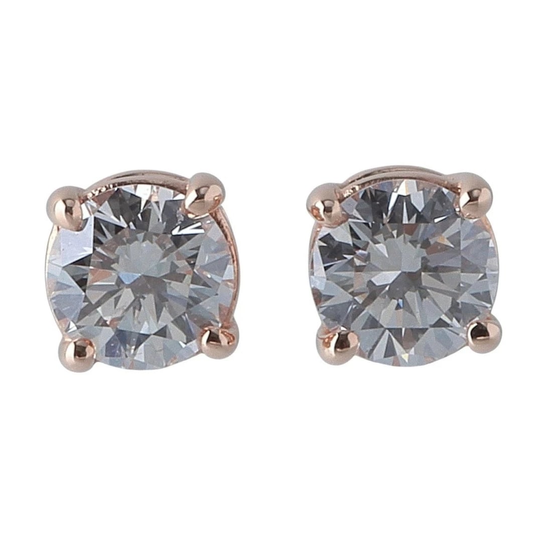 TIFFANY & CO. SOLITAIRE DIAMOND STUD EARRINGS 18K ROSE GOLD: Tiffany & Co. Solitaire Diamond Stud Earrings 18K Rose Gold Brand: Tiffany & Co. Type: Earrings Material: 18K Rose Gold Main Stone/Creation Natural Color: Rose Gold / Pink Gold Size: Diamond Diame