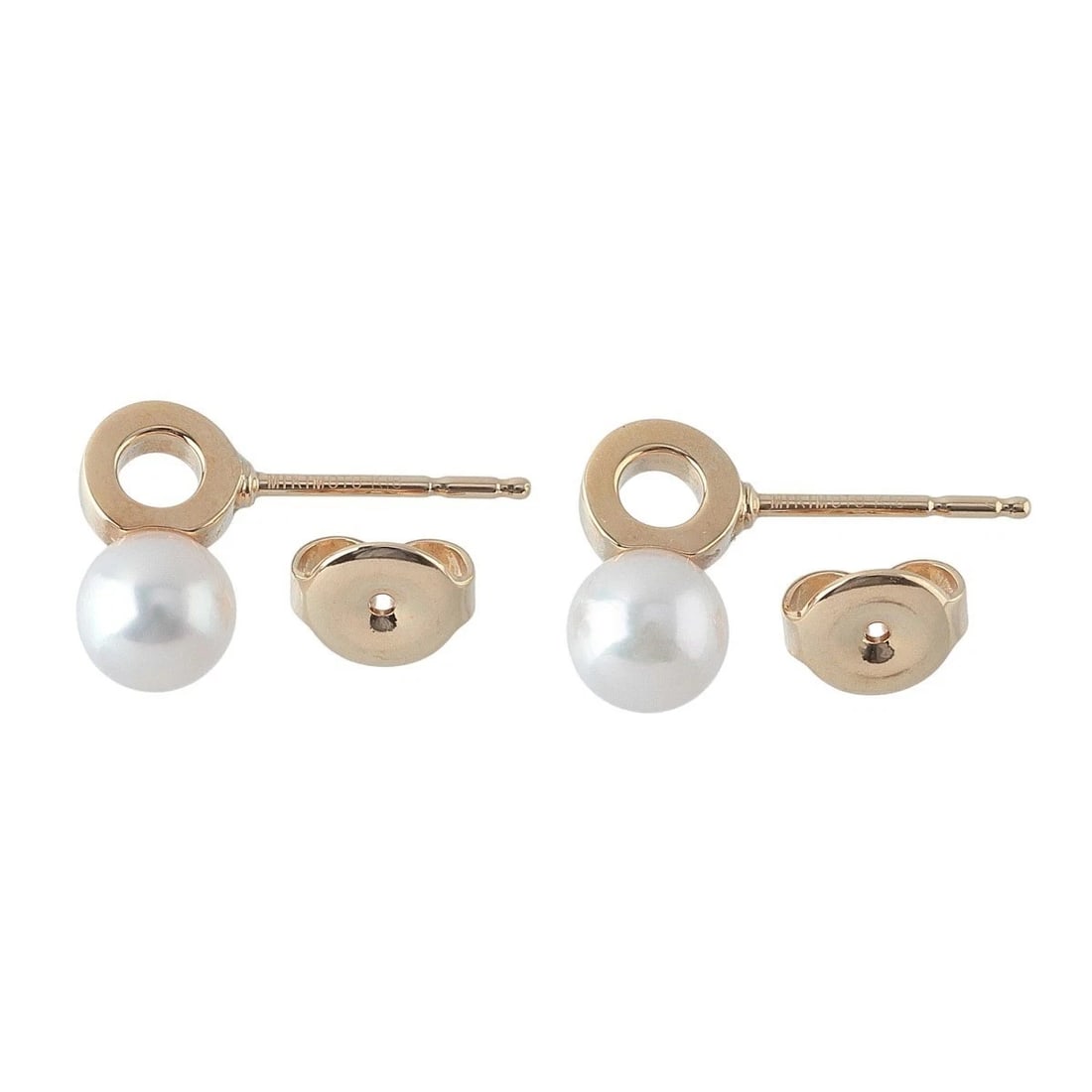 MIKIMOTO AKOYA PEARL CIRCLE STUD EARRINGS K18 YELLOW GOLD (1 of 4)
