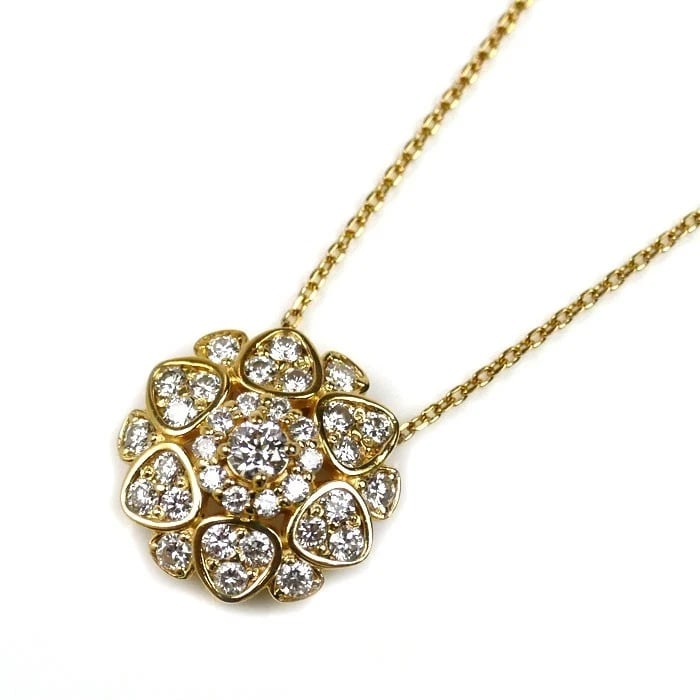 YUKIZAKI SUNFLOWER DIAMOND NECKLACE 18K YELLOW GOLD: Yukizaki Sunflower Diamond Necklace 18K Yellow Gold Brand: Yukizaki Type: Necklace Material: 18K Yellow Gold Main Stone/Creation Natural Color: Yellow Gold Size: Chain Length: Approx. 17.7 in Pend
