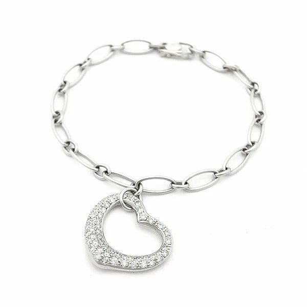 TIFFANY & CO. OPEN HEART DIAMOND BRACELET PT950 (1 of 3)