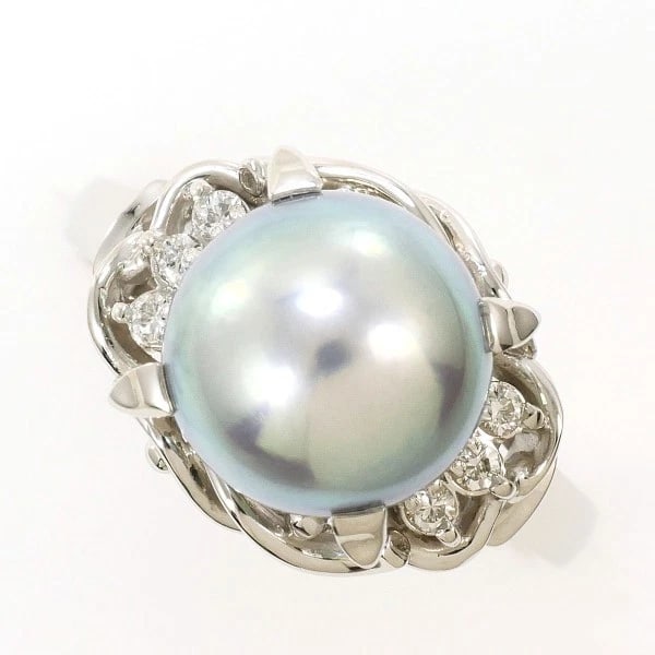 PLATINUM 900 RING PEARL DIAMOND: Platinum 900 ring Pearl Diamond Brand: N/A Type: Ring Material: Platinum PT900 Color: Platinum Size: 6.5 US Accessories: None Accessories Notice: When purchasing pre-owned goods, please refer