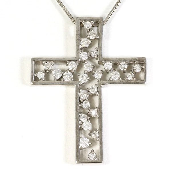 JEWELRY 18K WHITE GOLD NECKLACE DIAMOND: Jewelry 18K White gold Necklace Diamond Brand: N/A Type: Necklace Material: K18 White gold Main Stone/Creation Natural Color: White gold Size: Top:Length height: 29mm width:22mm(Top and chain