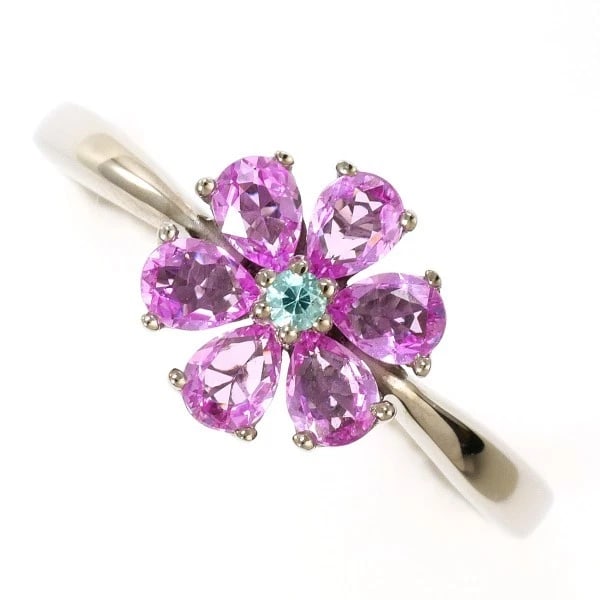 18K WHITE GOLD RING PINK SAPPHIRE BLUETOURMALINE: 18K White gold ring Pink Sapphire BlueTourmaline Brand: N/A Type: Ring Material: 18K White Gold Color: White Gold Size: 9.5-10 US size Accessories: None Accessories Notice: When purchasing