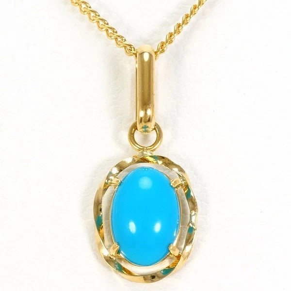 18K YELLOW GOLD NECKLACE TURQUOISE: 18K Yellow gold Necklace Turquoise Brand: N/A Type: Necklace Material: K18 Yellow gold Color: Yellow gold Size: Top:Length height: 16mm width:6mm(Top and chain removable) Chain:Length 40cm Access
