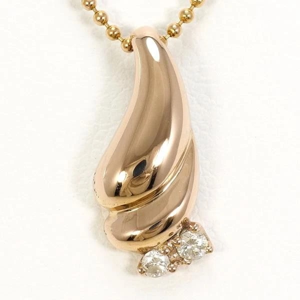 JEWELRY 18K PINK GOLD NECKLACE DIAMOND: Jewelry 18K Pink gold Necklace Diamond Brand: N/A Type: Necklace Material: K18 Pink gold Main Stone/Creation Natural Color: Pink gold Size: Top:Length height: 16mm width:7mm(Top and chain