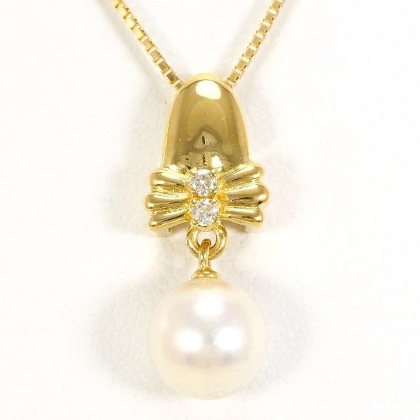 JEWELRY 18K YELLOW GOLD NECKLACE PEARL DIAMOND: Jewelry 18K Yellow gold Necklace Pearl Diamond Brand: N/A Type: Necklace Material: K18 Yellow gold Color: Yellow gold Size: Top:Length height: 18mm width:6mm(Top and chain removable)
