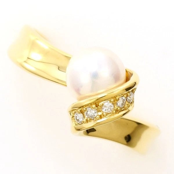 18K YELLOW GOLD RING AKOYAPEARL DIAMOND: 18K Yellow gold ring AkoyaPearl Diamond Brand: N/A Type: Ring Material: 18K Yellow Gold Color: Yellow Gold Size: 6.5 US size Accessories: None Accessories Notice: When purchasing pre-owned