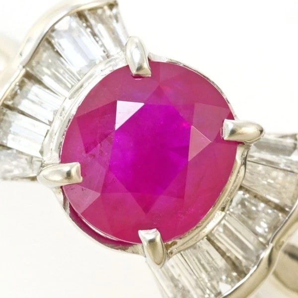 PLATINUM 900 RING RUBY DIAMOND - 2
